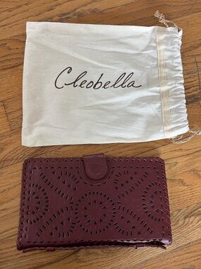 Cleobella Burgundy Laser-Cut Leather Wallet